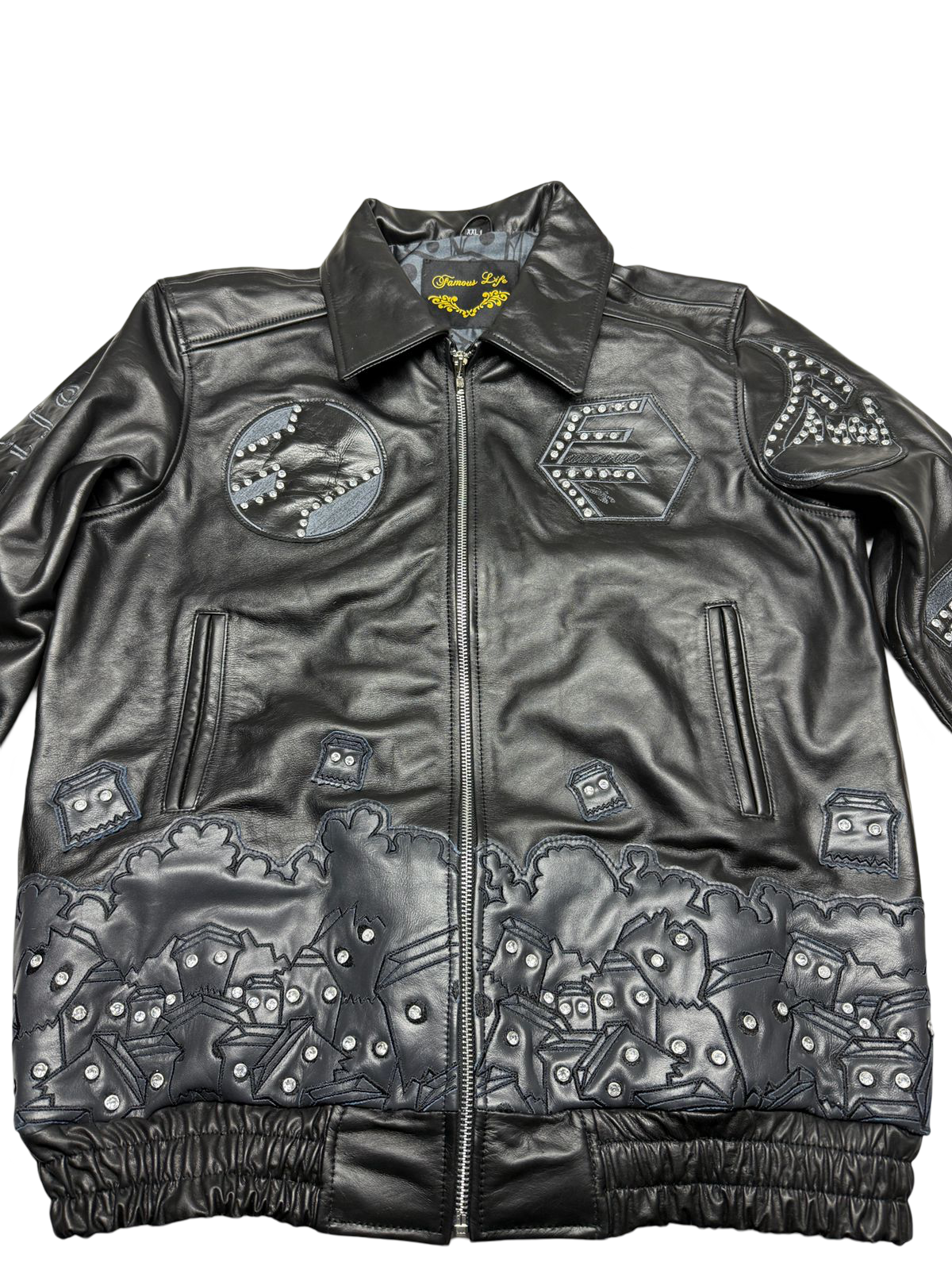 Famous Life Star Studded Leather Bomber