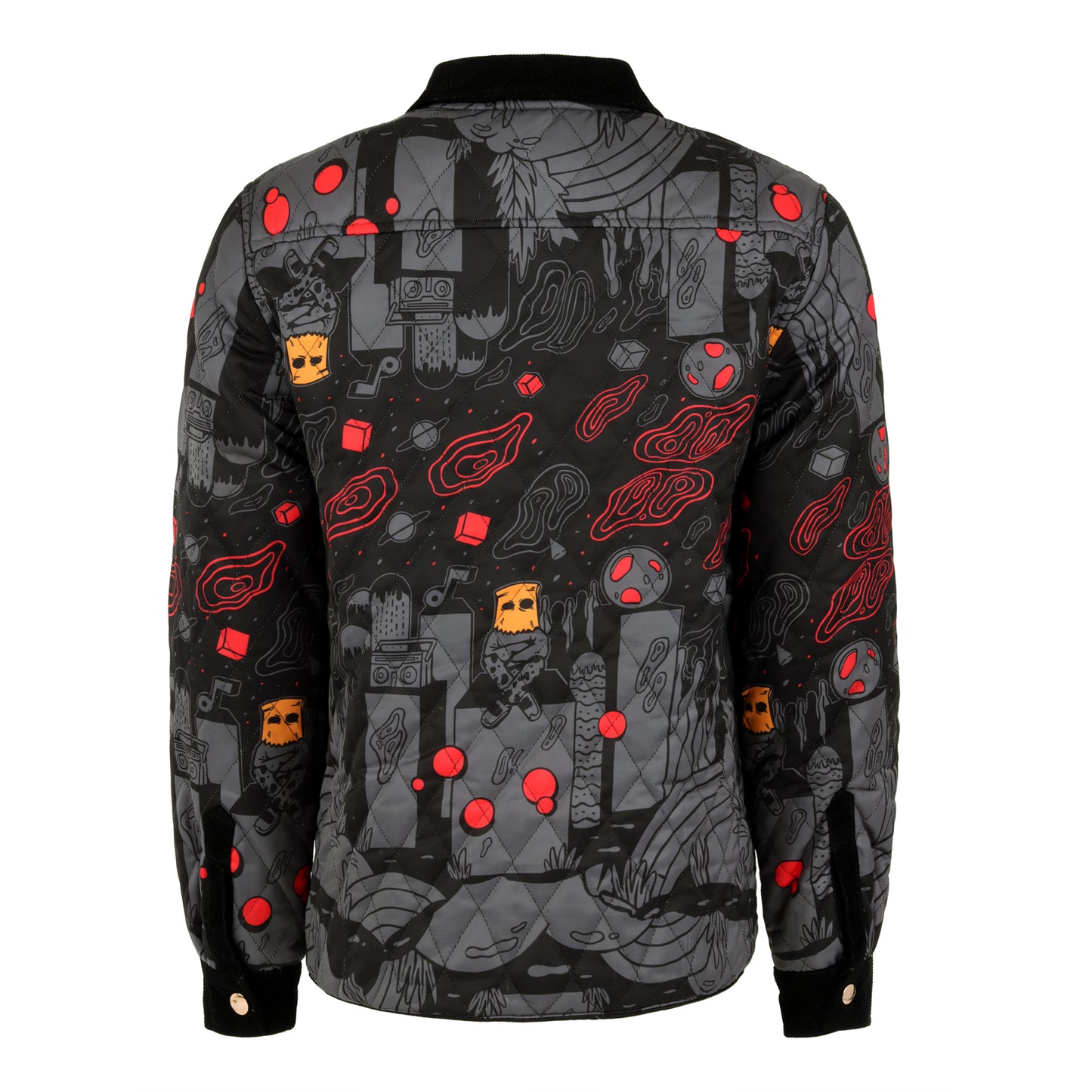 “Gotham Black” Fl City Quilted Jacket
